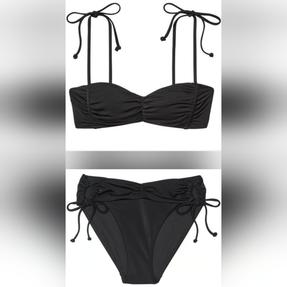 L XL VS Swim Ruched Bralette Classic Bikini Bikini Set Tropical Island Getaway
